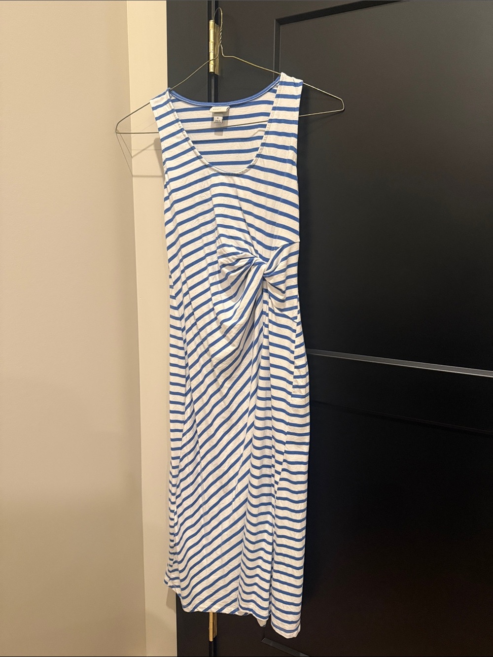 a new day White & Blue Striped Knot-Front Maxi Dress